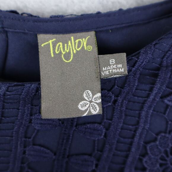 Taylor Women's Size 8 Navy-Blue Lace Dress Cold Shoulder - Picture 6 of 8